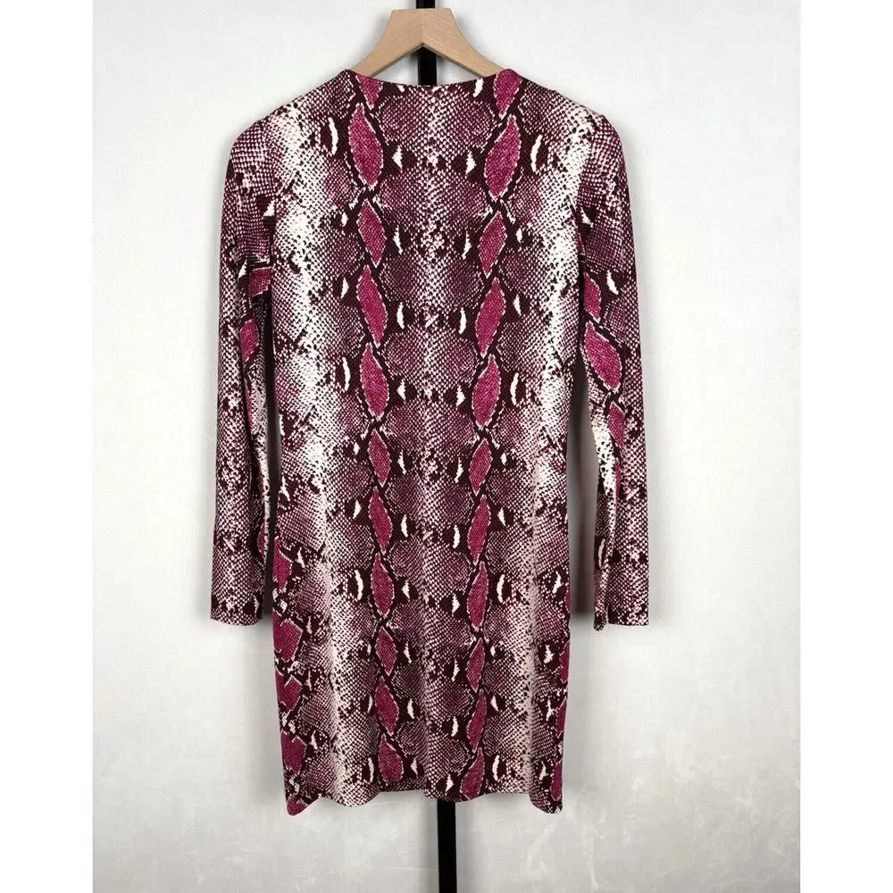 Diane von Furstenberg Purple Snake Print Reina Long Sleeve Dress Silk Sz 6 - Picture 7 of 14